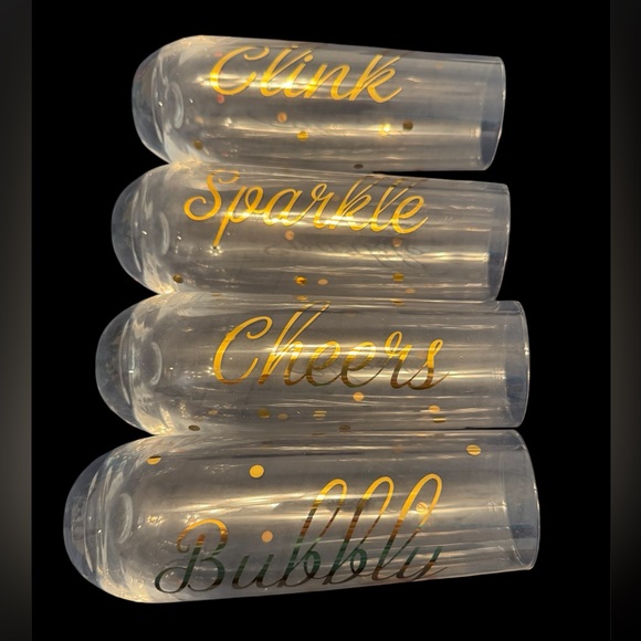 Gold Accented 4 -pc Champagne tumbler flute glasses - Picture 2 of 3